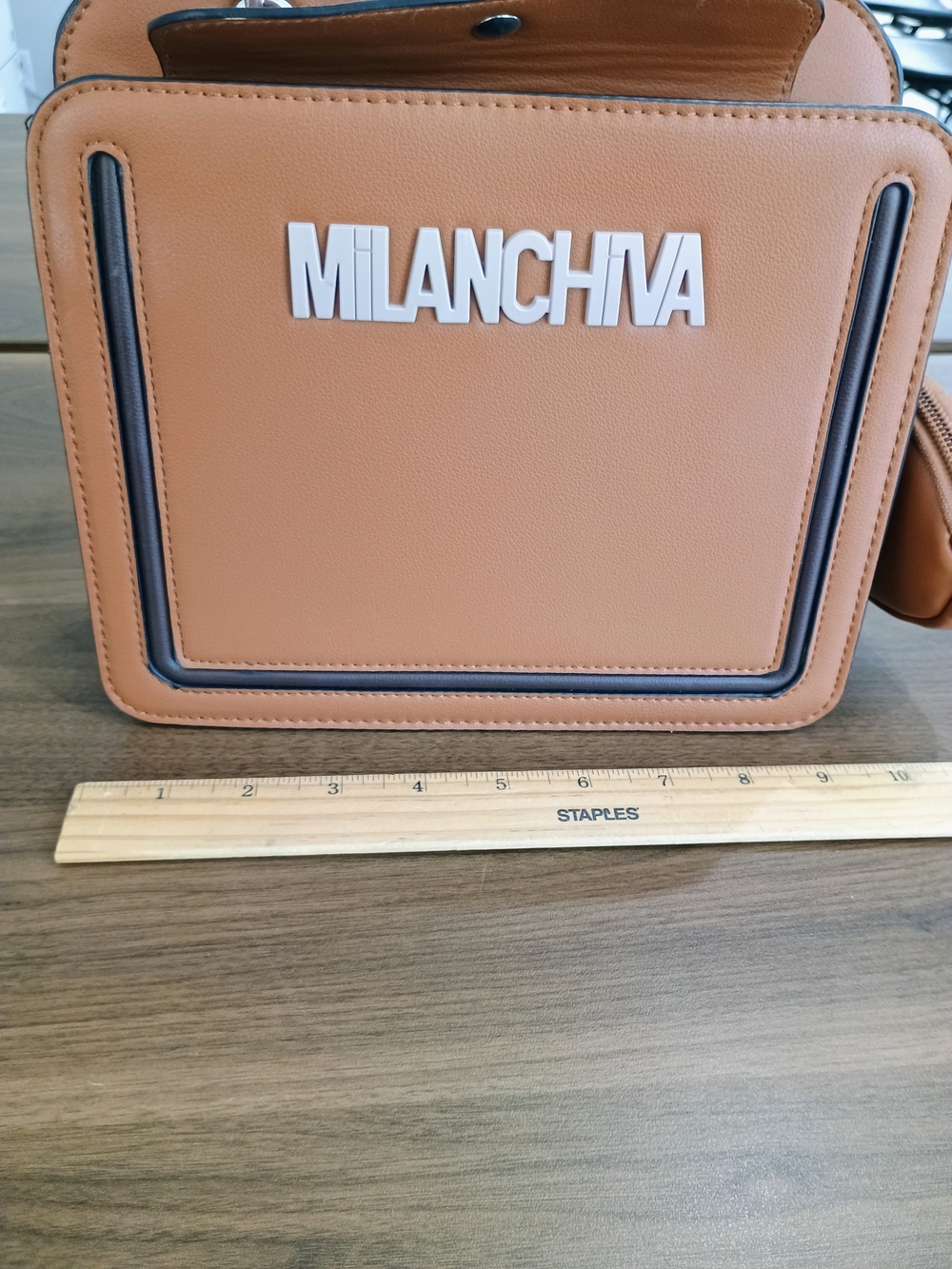 Tan Structured Mini Top-Handle Bag - Picture 9 of 10
